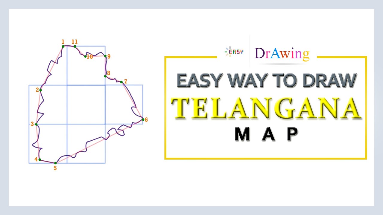 Easy way to draw Telangana outline map - EASY SCORING