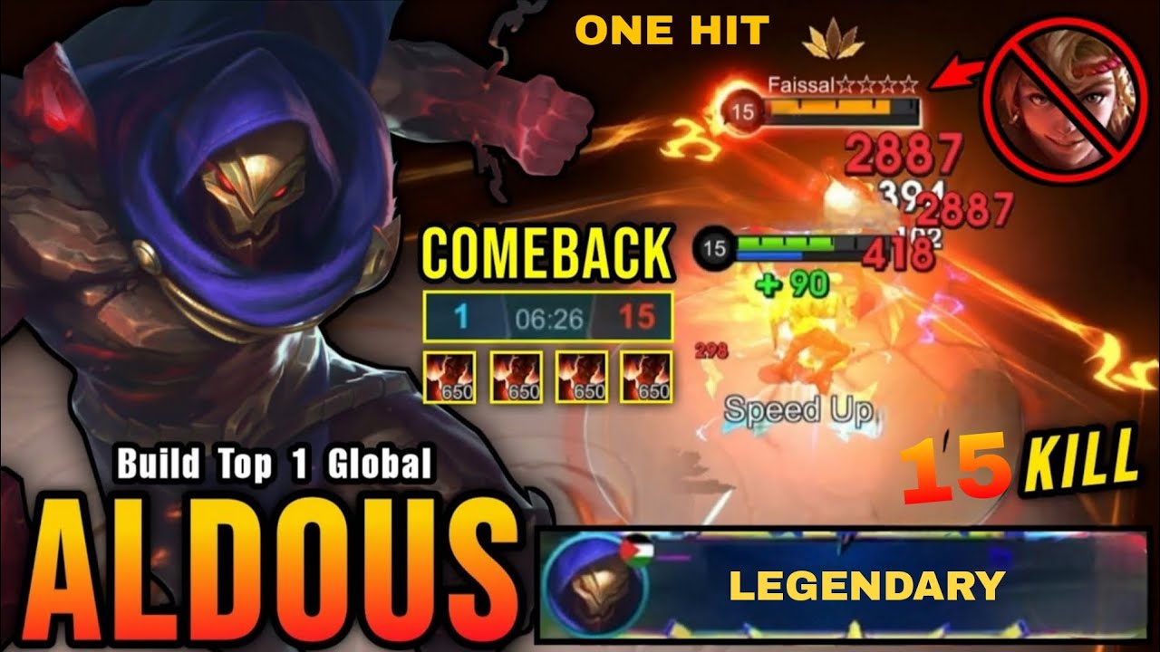 15 Kills!!  Aldous One Hit Damage Build | Build Top 1 Global Aldous ~ MLBB