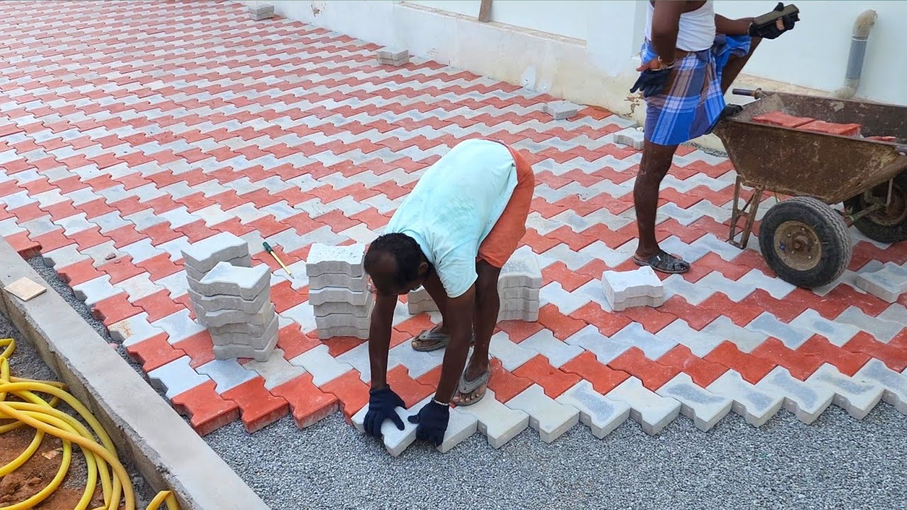 WoW Excellent design!-I design House parking area Flooring paver block Installation Properly