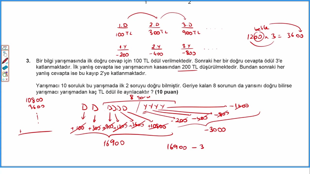 7.SINIF / 1. Dönem 1. Yazılı Örneği - Zor