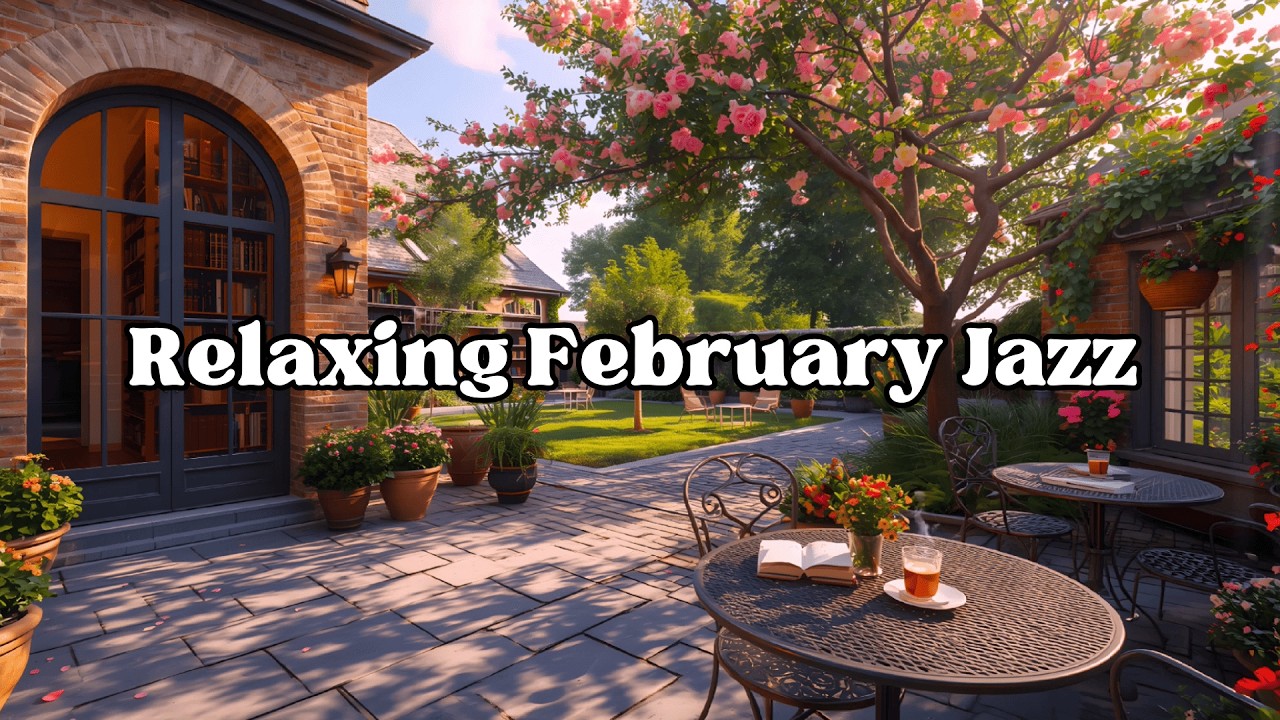 Relaxing February Jazz - Cozy Flower Shop Cafe Music with Nature Sounds