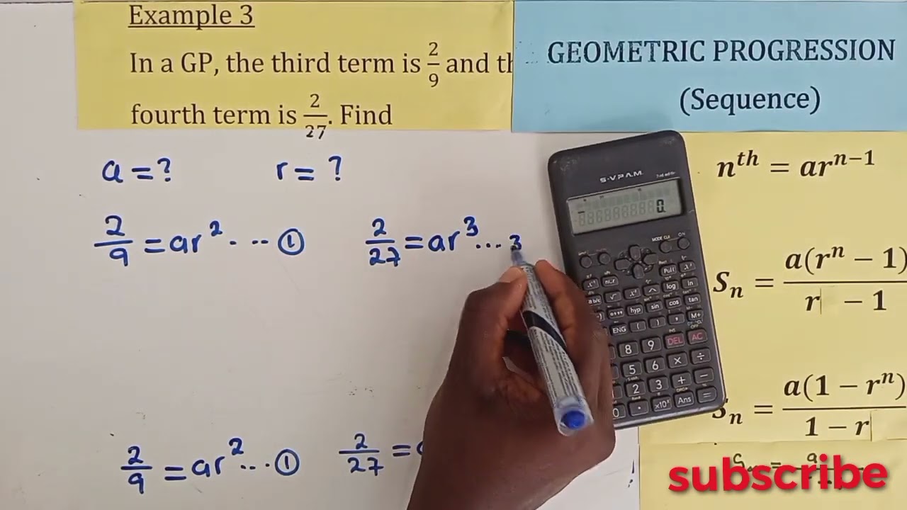 GCE 2018 Geometric Progression, the third term is 2/9 and fourth 2/27. Question 2b (i)
