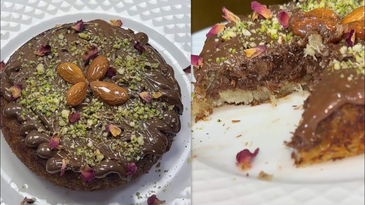 كنافة محشية بكريمة الشوكولا🍫هذي بالدراهم وماتلقايهاش😁مالبنة ماتعرفيش مين تبداي😋هذي صح قنبلة رمضان👌