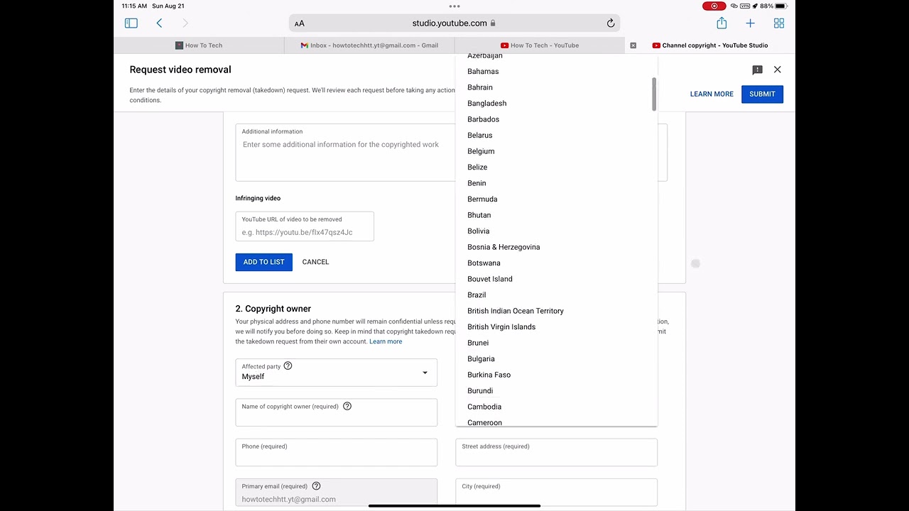 How to a Youtube Video Removal Request