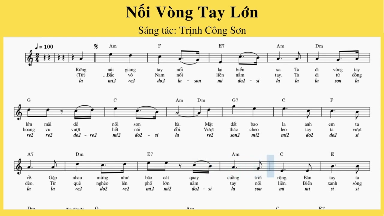 Sheet & Dịch nốt: Nối Vòng Tay Lớn