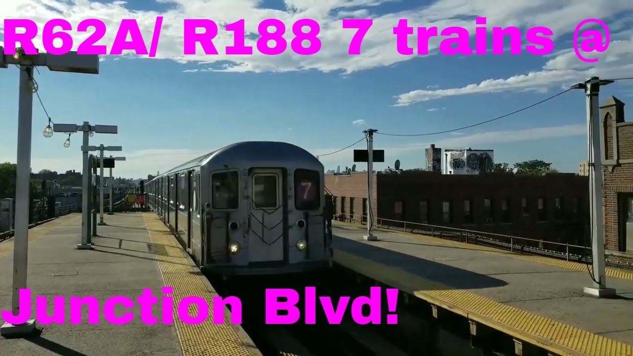 MTA NYC Subway: R62A & R188 (7) (7X) trains at Junction Blvd