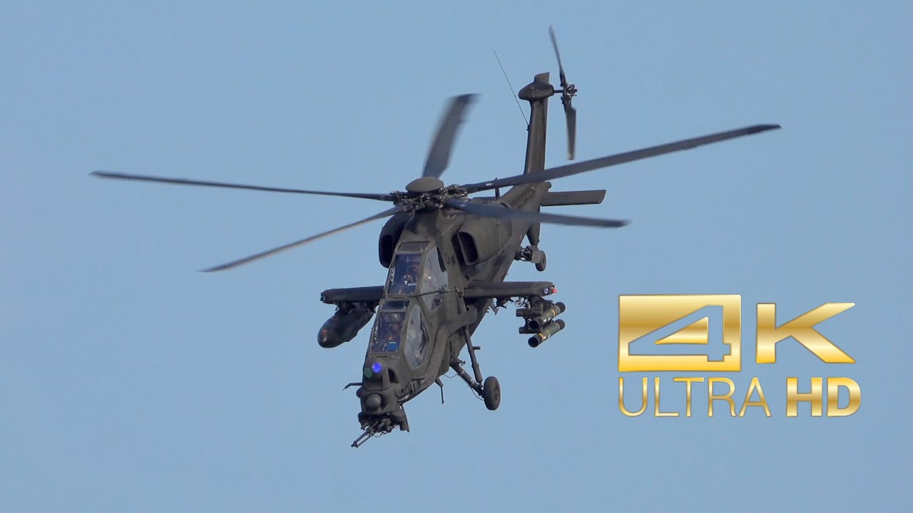 (4K) Agusta A129 AW129 Mangusta Aviazione dell’Esercito flying display at Jesolo AirShow 2022