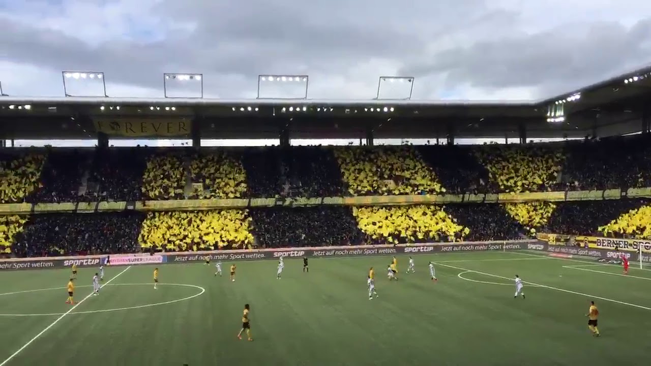 Choreo der YB-Fans zum Jahrestag des 12. Meistertitels