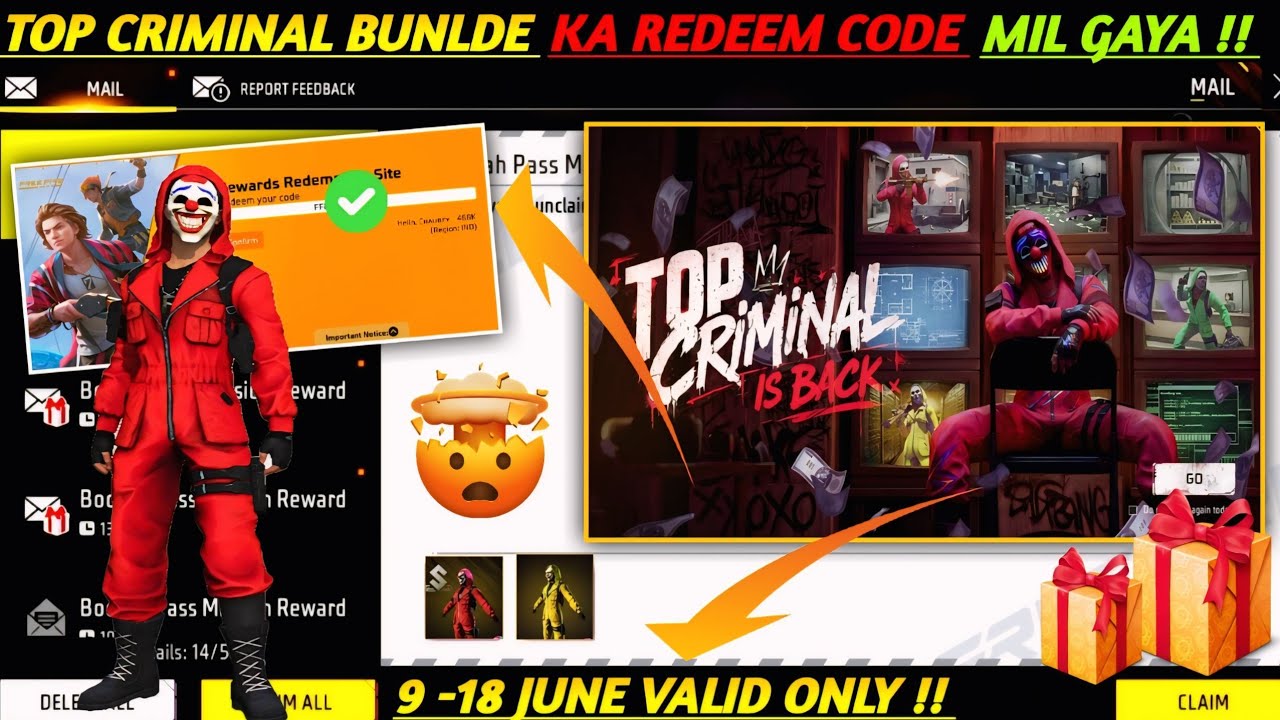 FREE FIRE REDEEM CODE TODAY 9 JUNE REDEEM CODE FREE FIRE | FF REDEEM CODE TODAY 9 JUNE