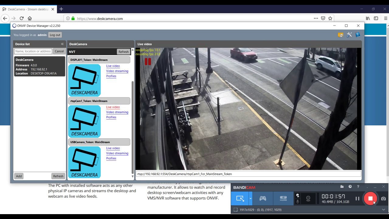 How to convert external RTSP stream to ONVIF with DeskCamera 4.x