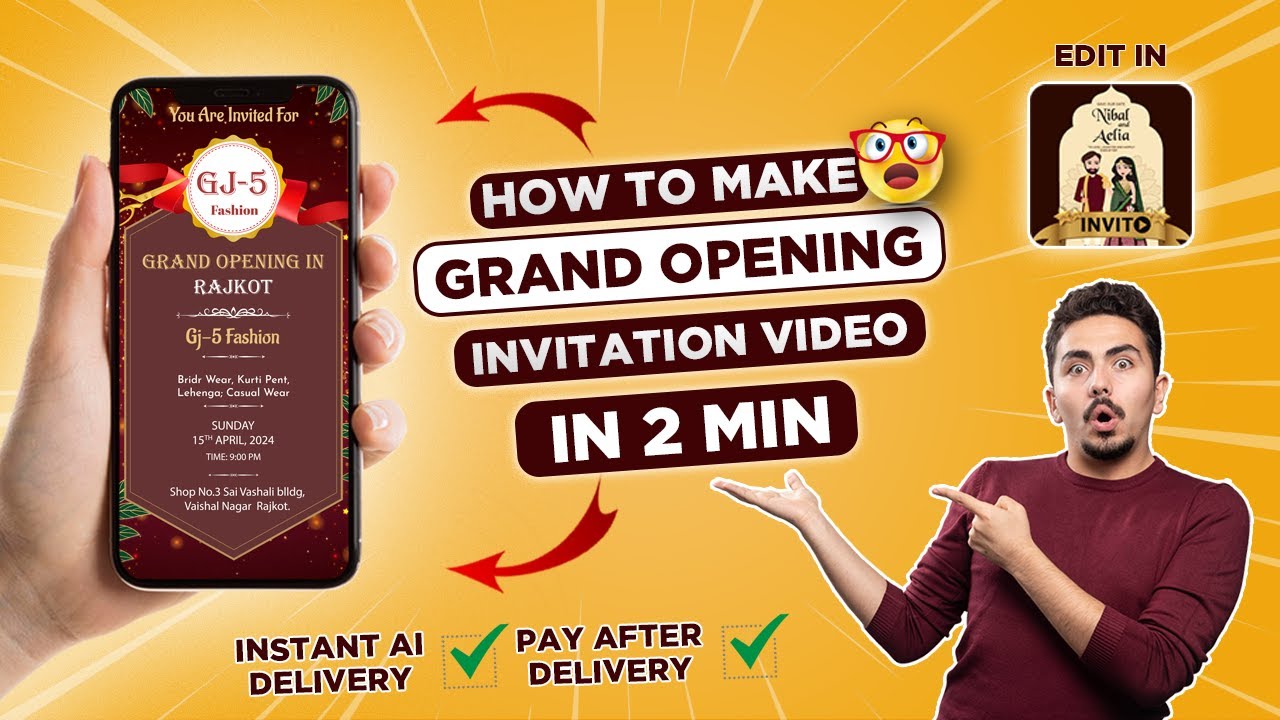 How To Make Grand Opening Invitation Video | Shop Opening Digital Invitation Video | Invito Ai