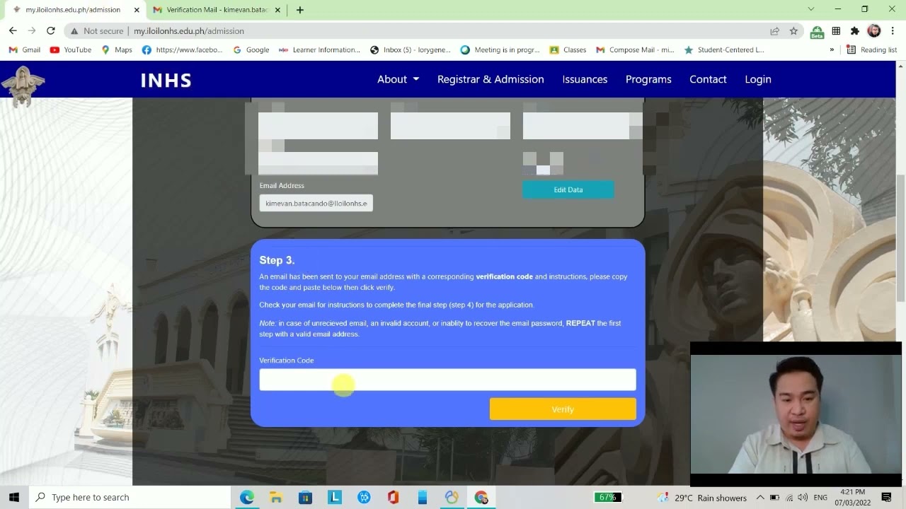 Online Pre registration INHS