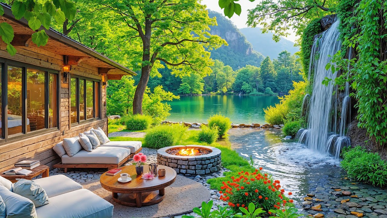 🌿 Forest Café Jazz & Lakeside Vibes | Morning Tranquill Jazz for Stress Relief, Study & Work