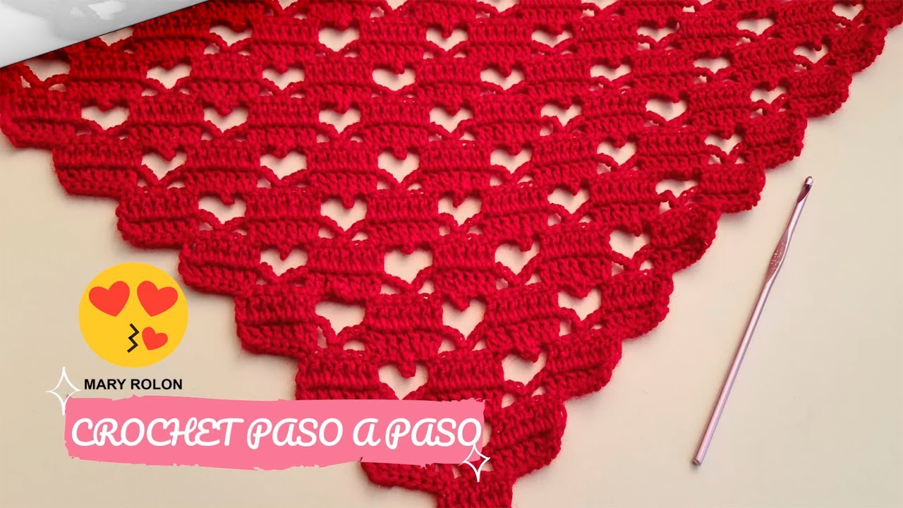 Punto de Corazones tejido a crochet paso a paso con Mary Rolon