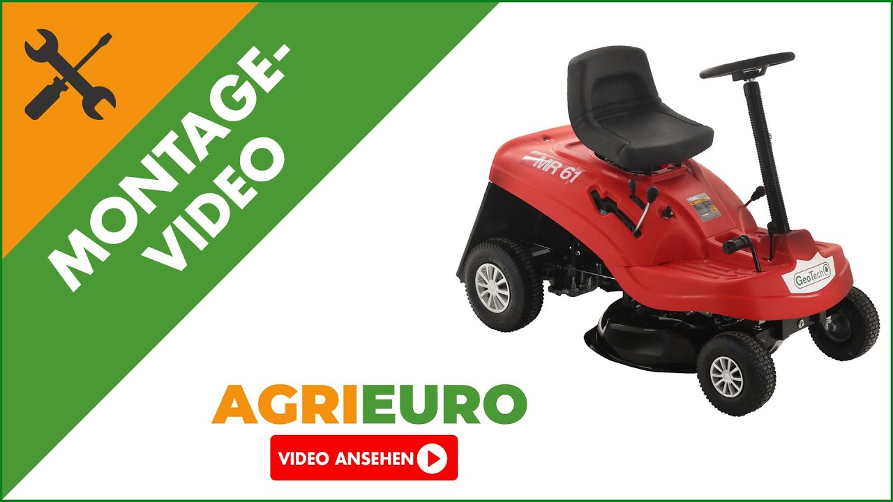 Agrieuro Montagevideo Rider Aufsitzrasenmäher GeoTech MR 61-B Mini rider Motor 196 ccm mit E-Starter