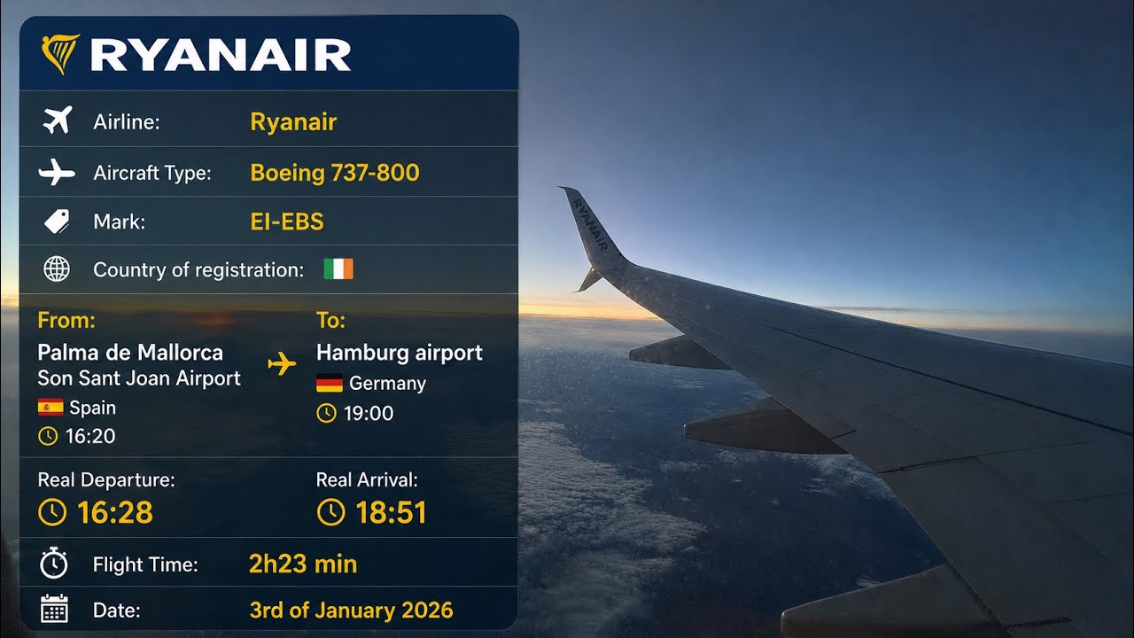 Trip Report:Ryanair Boeing 737-800 from Palma de Mallorca to Hamburg 
