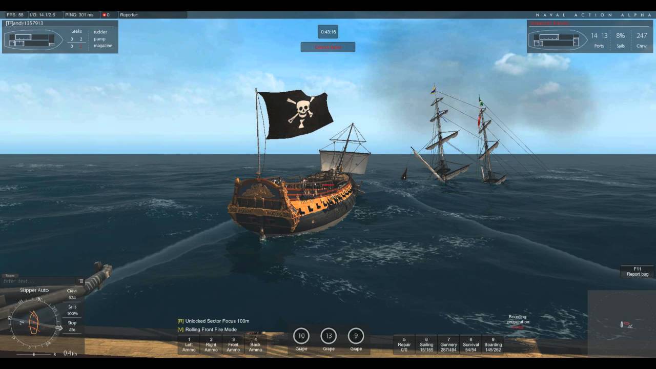 Naval action - demast training
