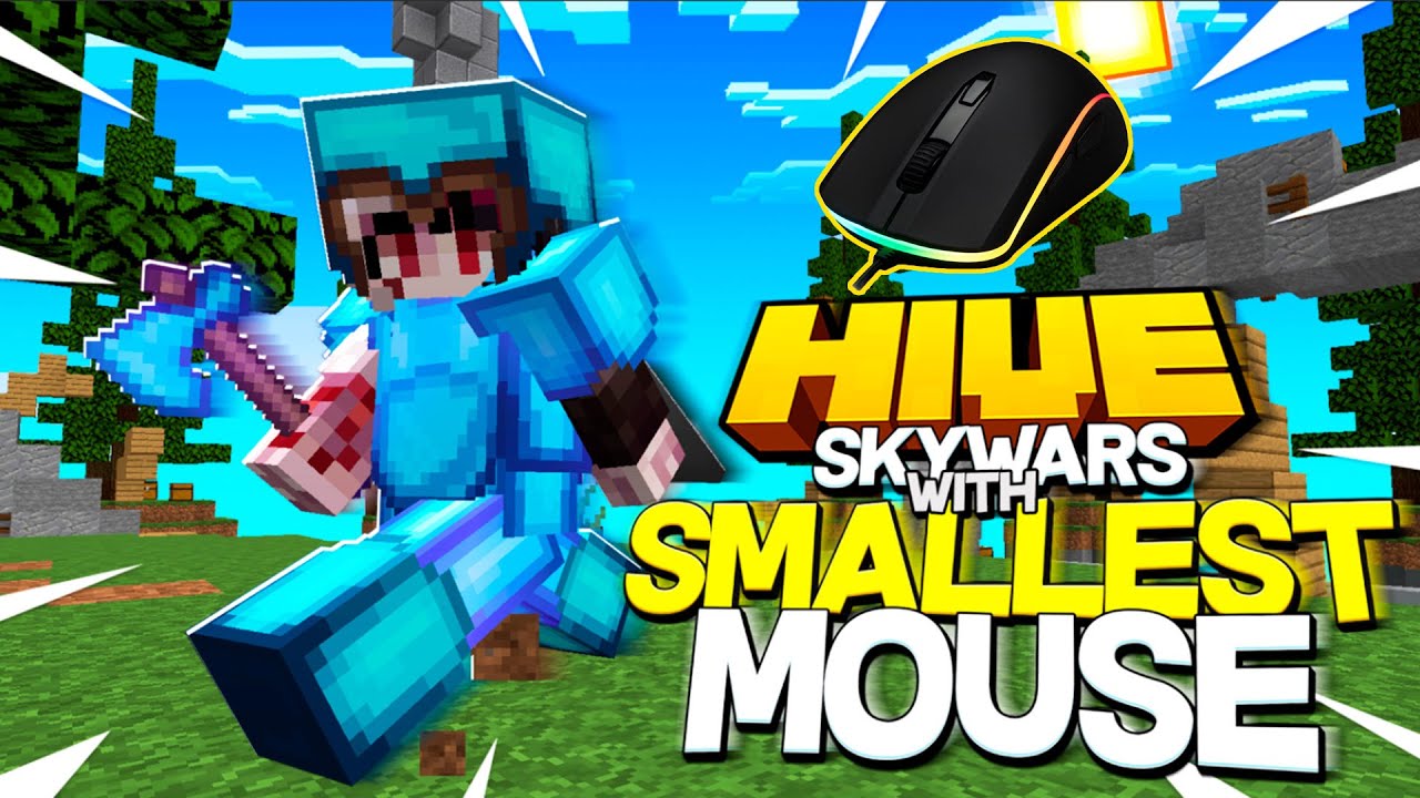 Using The SMALLEST MOUSE in Hive Skywars! CHALLENGE!? (Minecraft Bedrock)