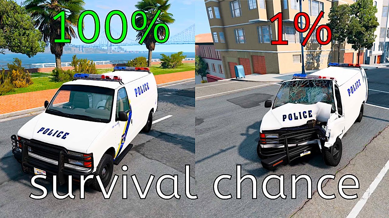 100% vs 1% Survival Chance - Extreme Car Crashes #3 | BeamNG.drive