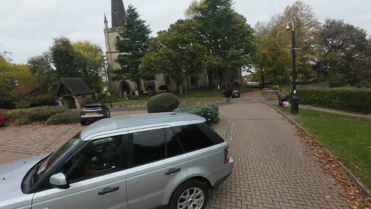 Walsall St. Matthews Church and a Range Rover (FPV Drone Flight)