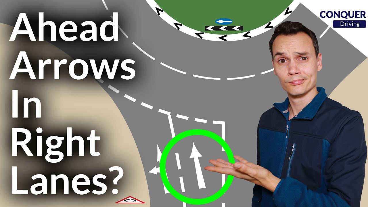Ahead Arrows In Lanes For Turning Right At Roundabouts - Why?