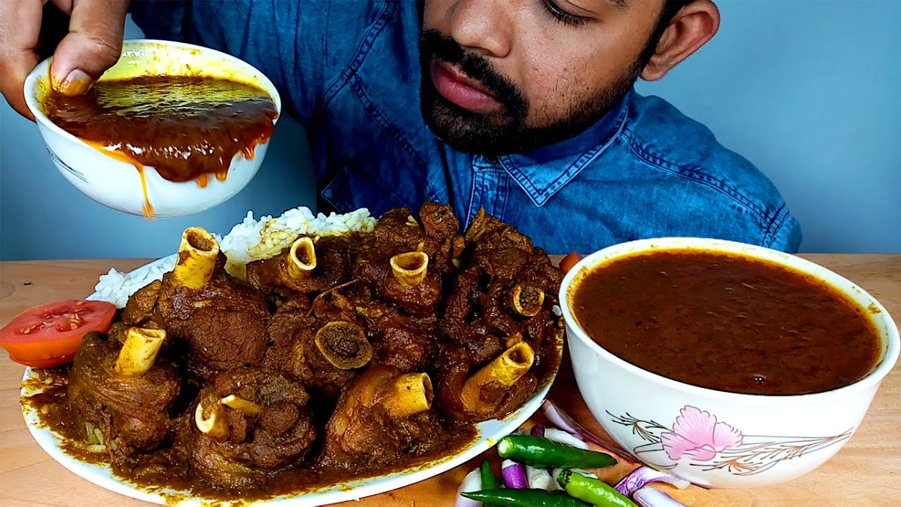 SPICY MUTTON CURRY // RICE WITH EXTRA GRAVY EATING VIDEO #HUNGRYpiran