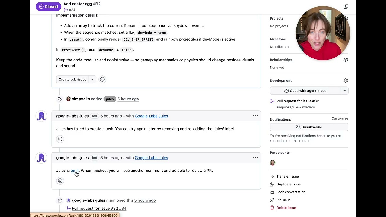 Automating Game Dev with Jules and GitHub: The Konami Code Easter Egg