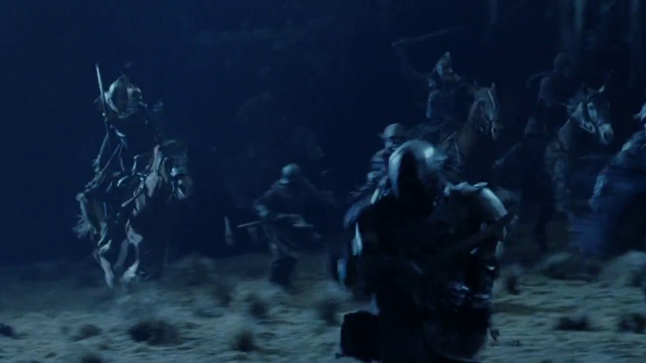 RIDERS OF ROHAN RAIDING THE ORCS SCENE THE LORD OF THE RING THE TWO TOWERS SCENE
