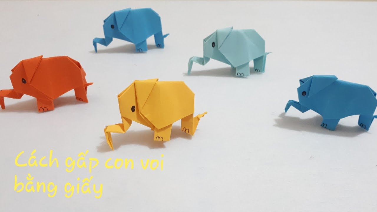 C&aacute;ch gấp con voi bằng giấy -  how to make a paper elephant | elephant origami