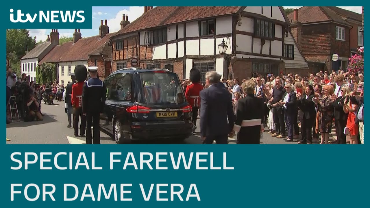 Spitfire flypast as hundreds turn out for Dame Vera Lynn's funeral | ITV News