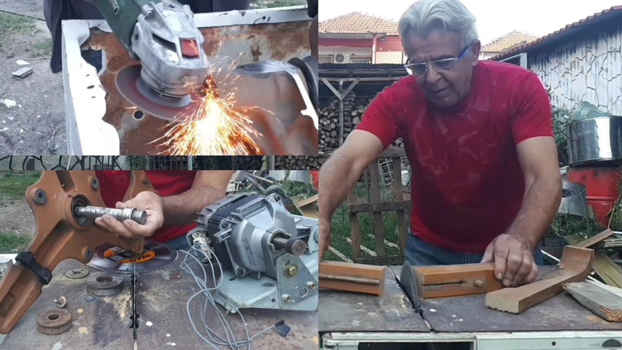 Πλυντήριο μετατροπή για να κόβουμε ξύλα Washing machine conversion to cut wood