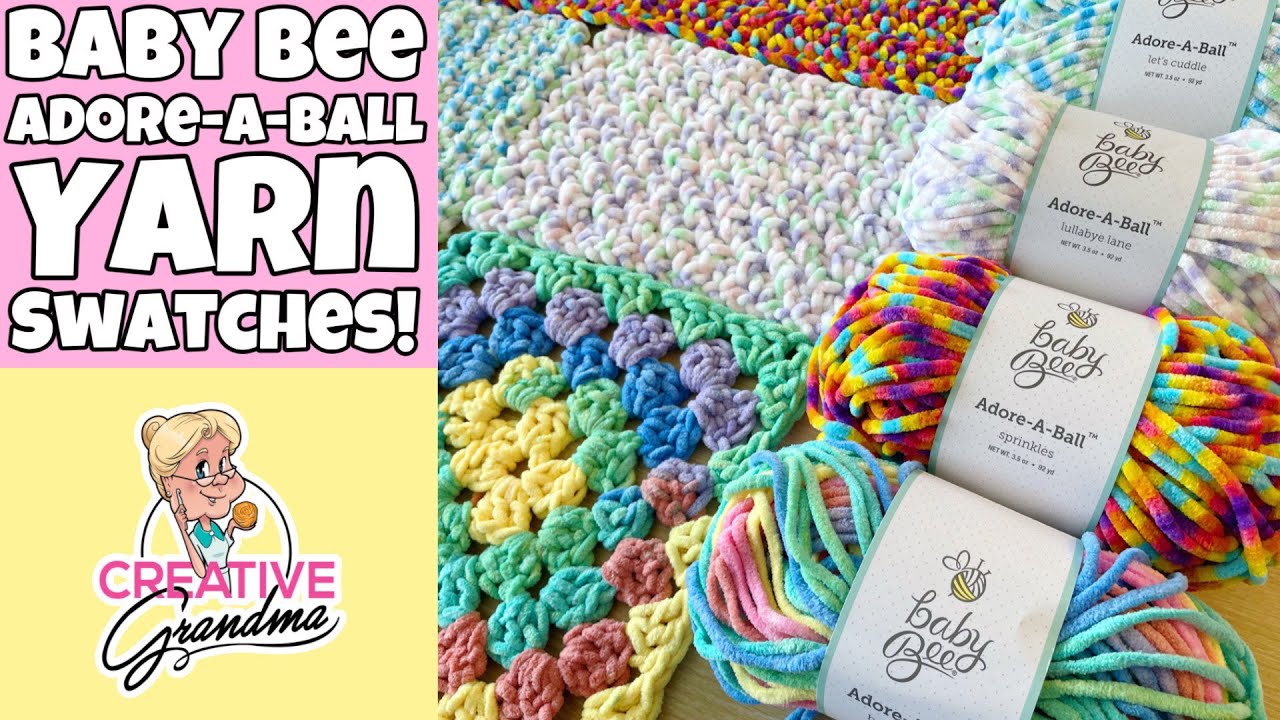Hobby Lobby Baby Bee (Adore-A-Ball) Yarn Swatches! 5 Colors Soft Plush Yarn! #hobbylobby #yarn