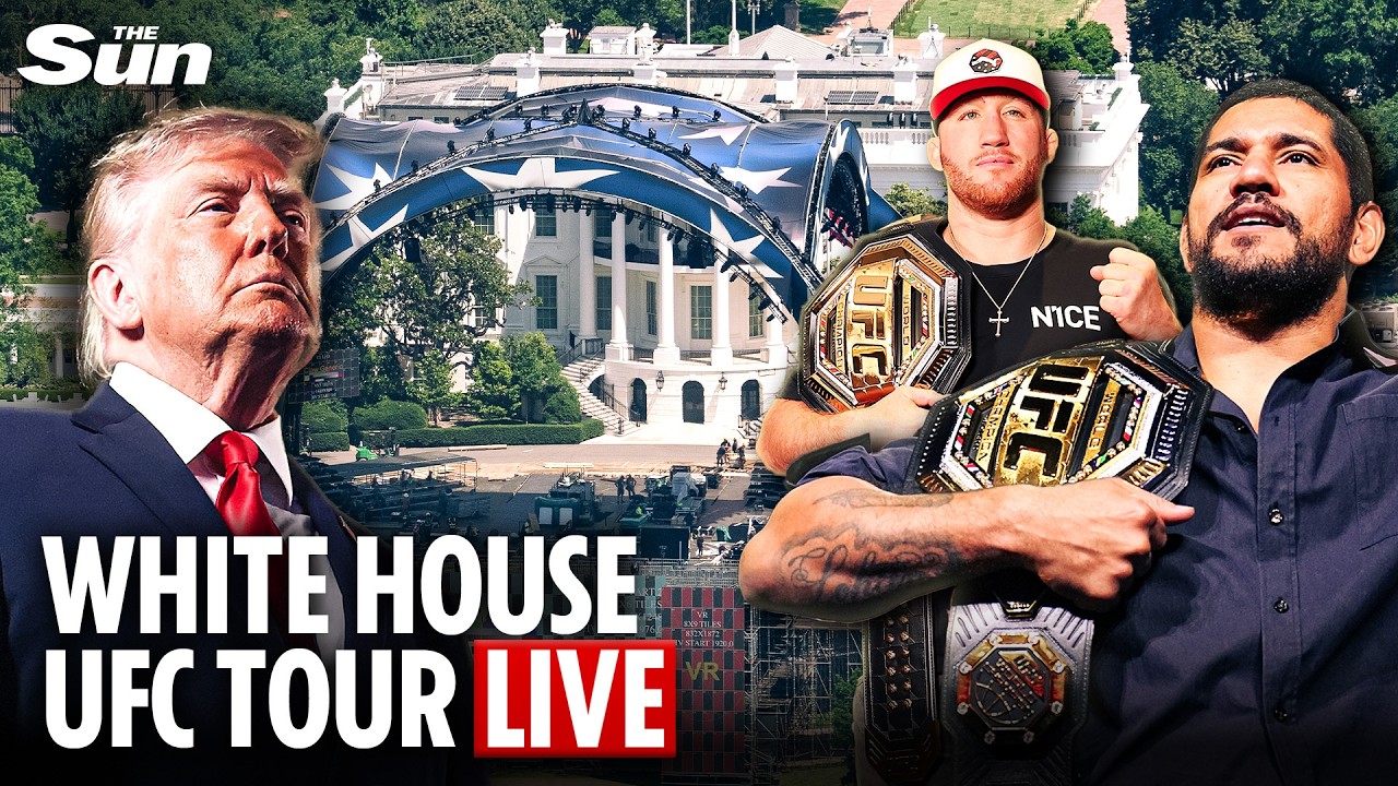 LIVE: First look inside the White House as crews build massive UFC octagon arena on South Lawn