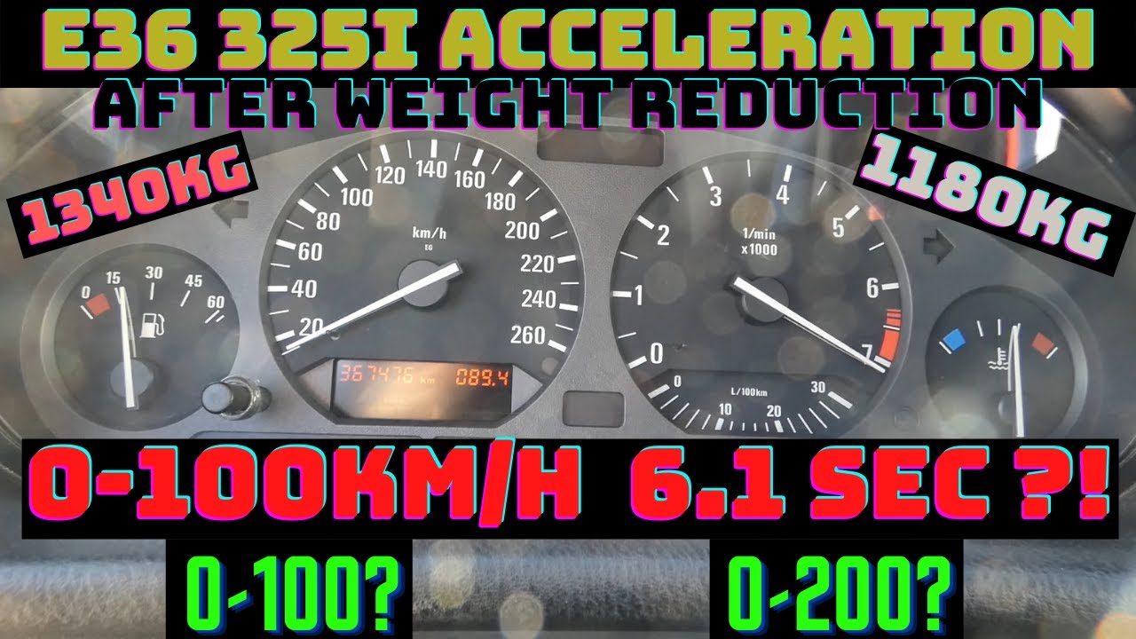 BMW E36 325i 93`192PS Acceleration - After Weight Reduction - Big comparison! Before and After!