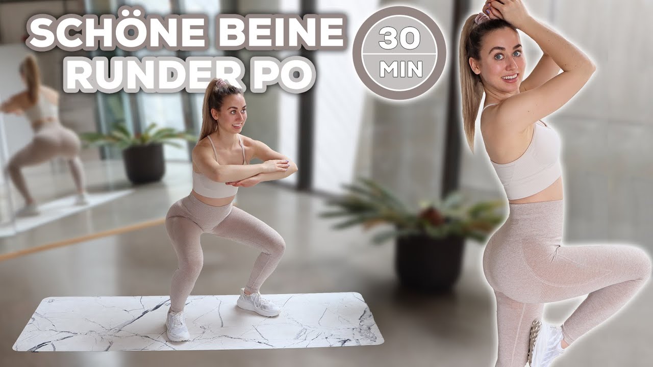 30 Min. Intensives Beine & Po Workout | Muskelaufbau ohne/mit Ger&auml;te & ohne Springen (+ Warm Up)