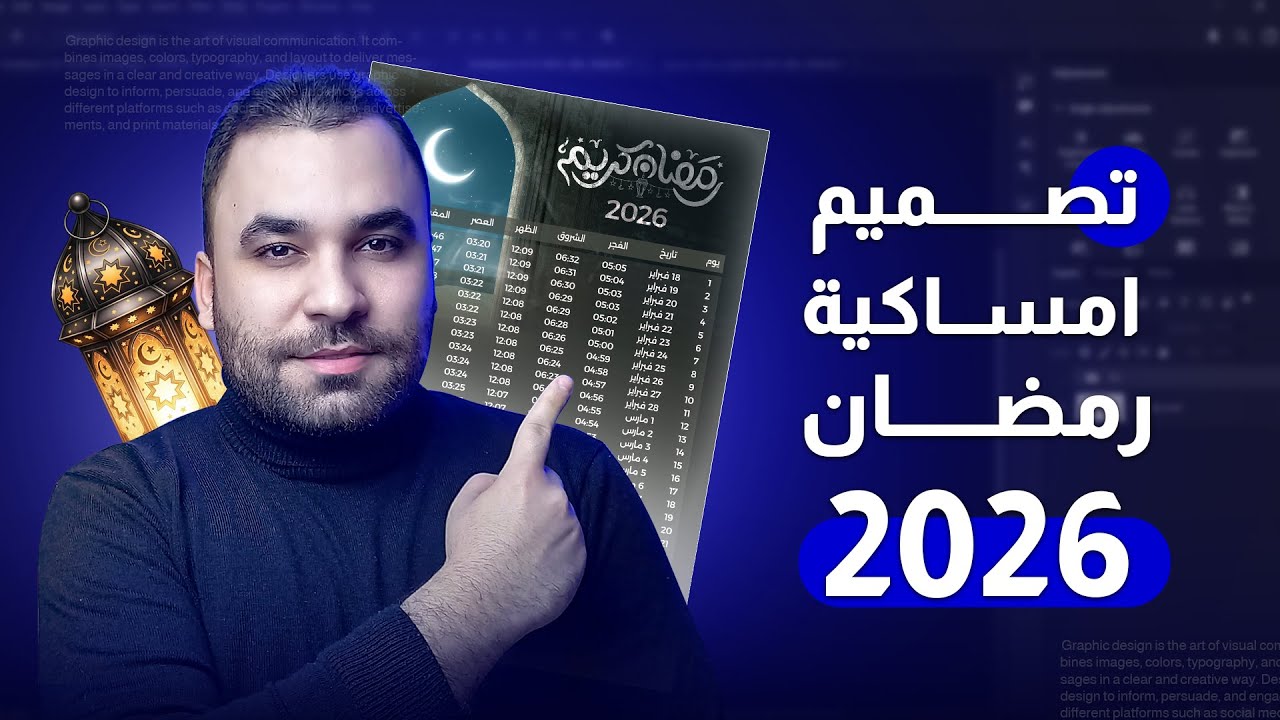 تصميم امساكية رمضان 2026 من الصفر و بأحترافية باستخدام الفوتوشوب