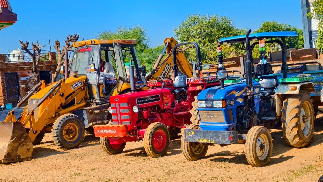 New JCB 3dx Eco Xpert Loading Mud in Trolley New Mahindra 475 got Fried While Run Sonalika 60 Kubota