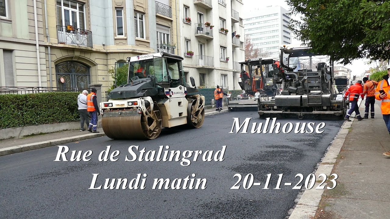 Pose d’enrobé rue de Stalingrad à Mulhouse.