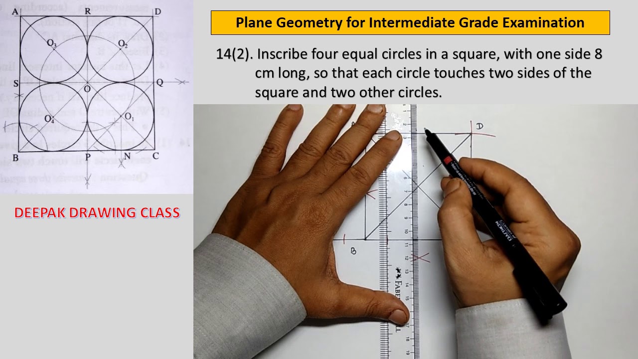 14.2 Inscribe 4 circles in a given regular square - Intermediate Plane Geometry