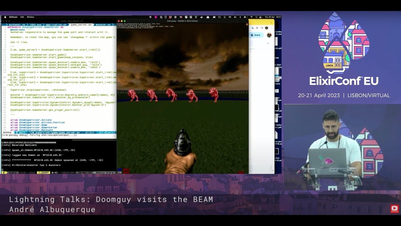 Doomguy visits the BEAM: lightning talk by Andr&eacute; Albuquerque | ElixirConf EU 2023