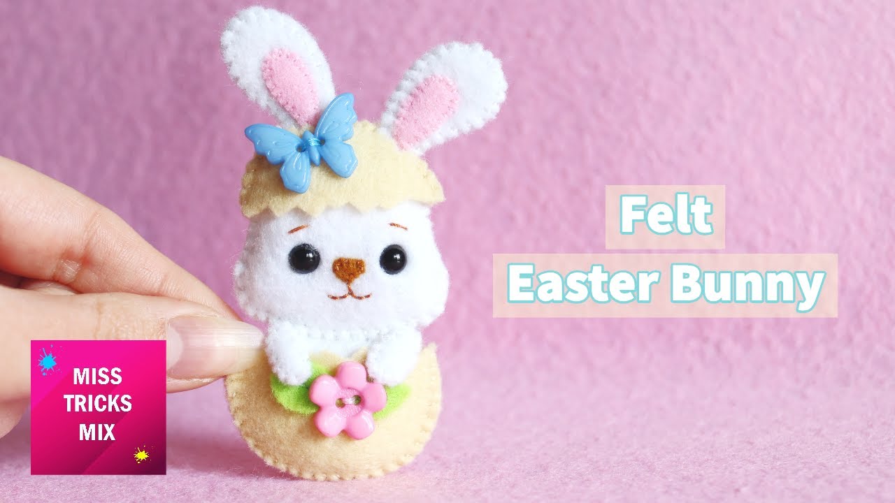 DIY: Cute Baby Easter Bunny Felt Plush | Easter Craft | Kawaii Craft | Felt Craft.