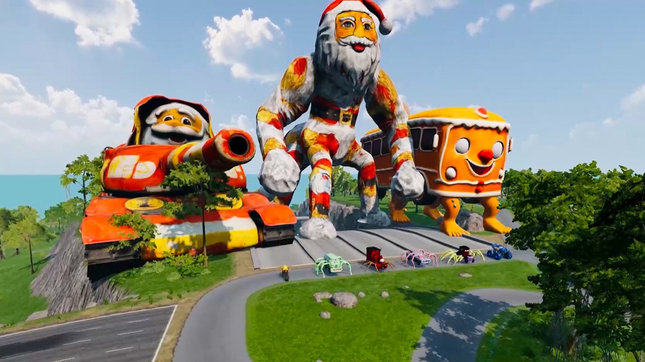 ALL MONSTERS Big & Small Cars with NEW GOO GOO TANK & GOO GOO GAGA BOSS – BeamNG Drive