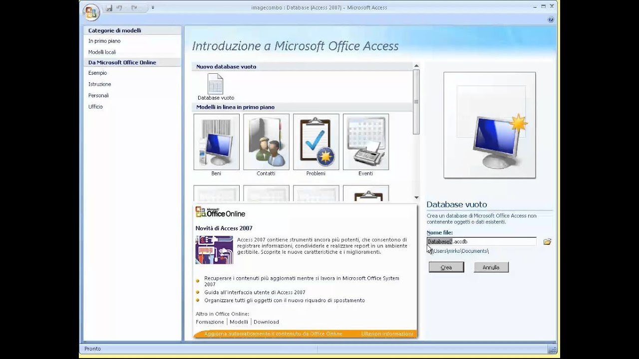 Come creare caselle combinate con immagini in Access 2007
