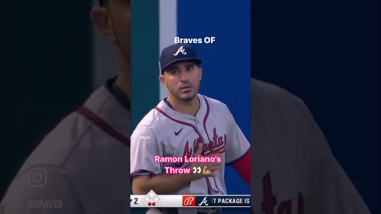 @braves OF Ram&oacute;n Laureano throws out runner from a mile away. #MLB  #Braves #baseballhighlights