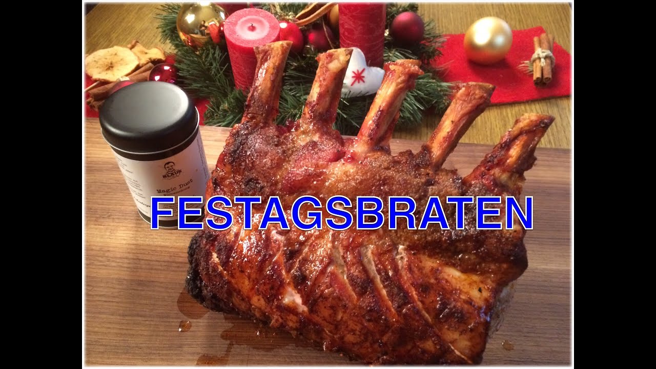 Festtagsbraten grillen --- klaus grillt ( Duroc Carree )