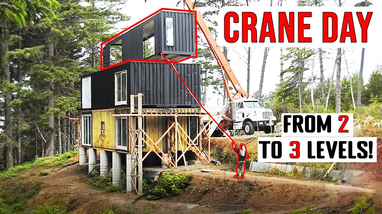 HOW HIGH CAN WE GO?! Adding the 5th CONTAINER to the 3RD LEVEL of our CONTAINER HOUSE!