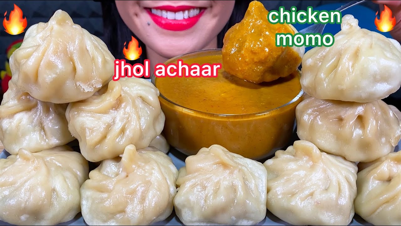 ASMR CHICKEN MOMO WITH SPICY JHOL ACHAAR, MUKBANG MASSIVE Eating Sounds