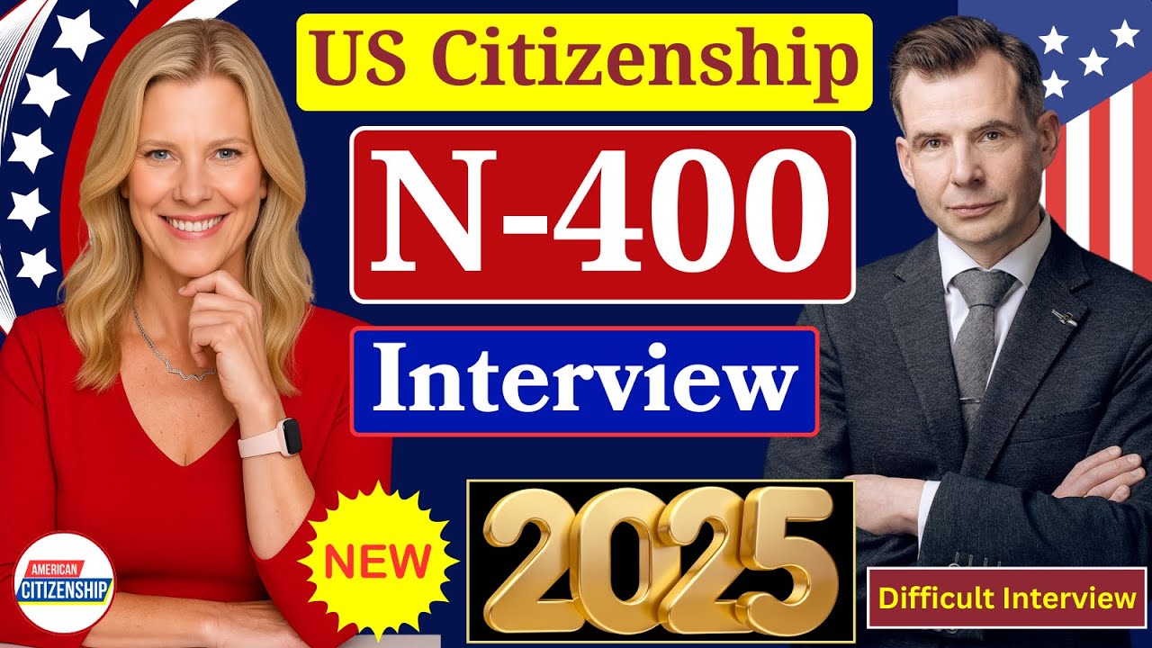Практика 2025 Новое настоящее собеседование на гражданство США с новым заявлением N400, Светская ...