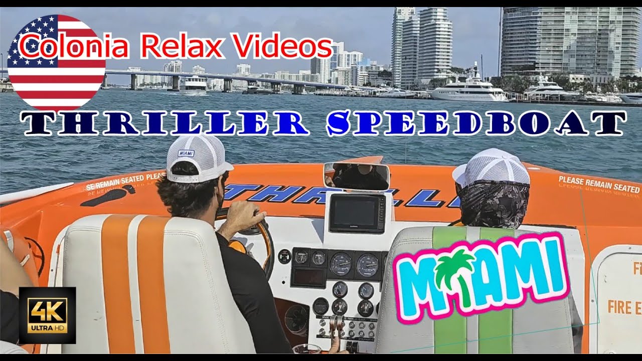 Miami: Sightseeing Speedboat Tour (Thriller MIAMI) Millionaires Row Bay [4K]