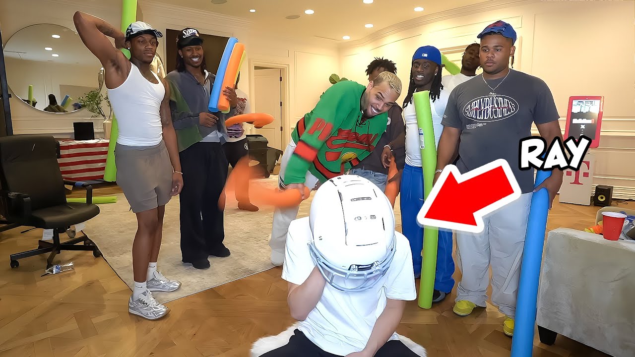 Chris Brown Plays Extreme Noodle Hitting Game with Kai Cenat & Ray!
